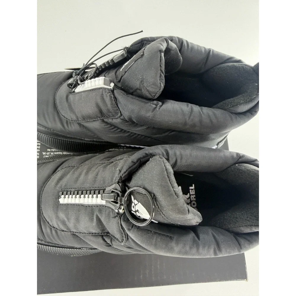 Sorel Women's Black/White Out N About III‎ Puffy Zip Size 6.5 New Snow Boots